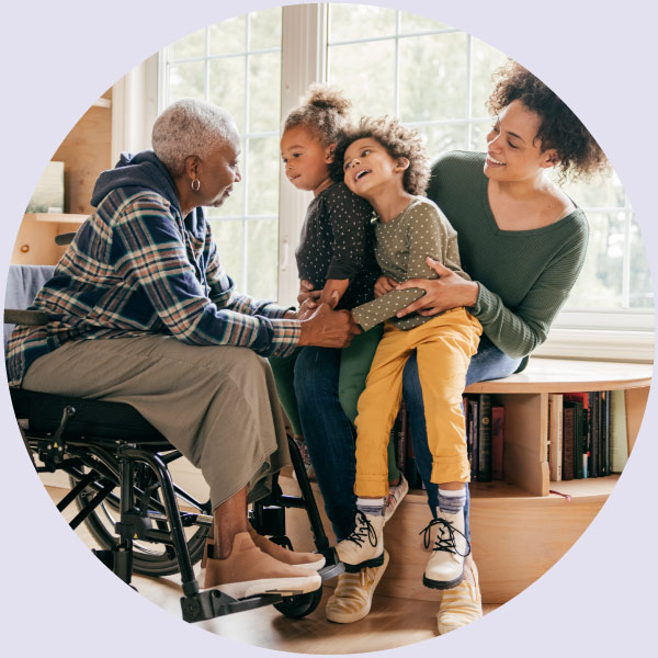 Three generation family with two young children